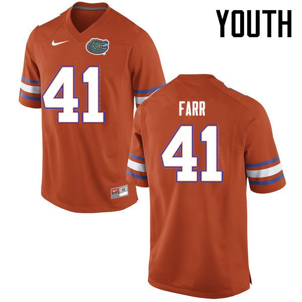 Florida Gators Youth #41 Ryan Farr College Football Jerseys Orange